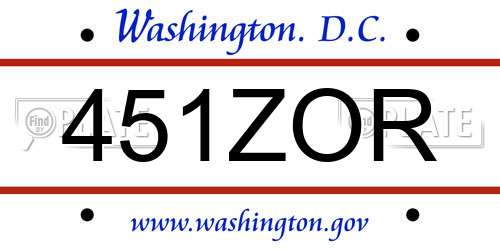451ZOR District Of Columbia License Plate