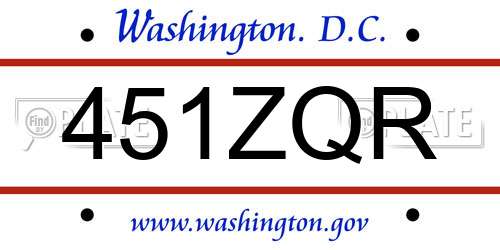 451ZQR District Of Columbia License Plate