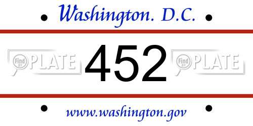 452 District Of Columbia License Plate