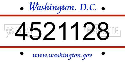 4521128 District Of Columbia License Plate