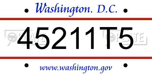 45211T5 District Of Columbia License Plate