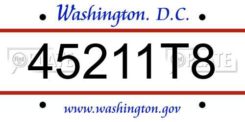 45211T8 District Of Columbia License Plate