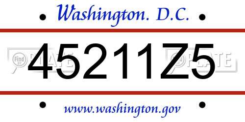 45211Z5 District Of Columbia License Plate