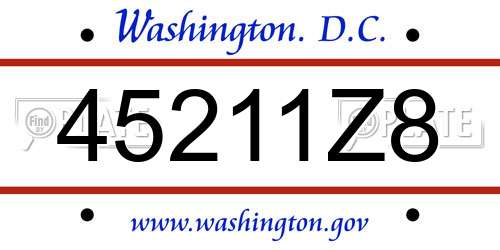 45211Z8 District Of Columbia License Plate
