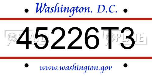 45226T3 District Of Columbia License Plate