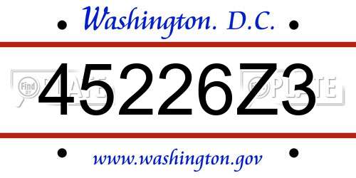 45226Z3 District Of Columbia License Plate
