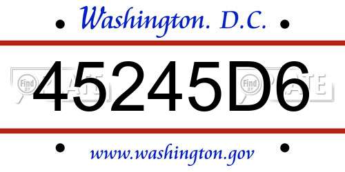 45245D6 District Of Columbia License Plate
