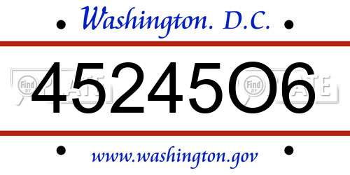 45245O6 District Of Columbia License Plate