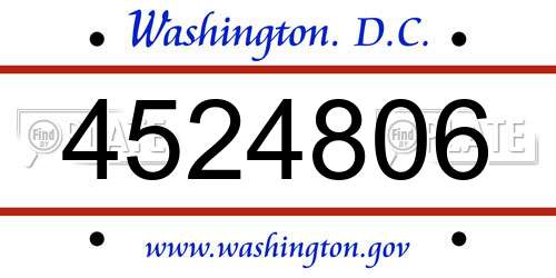 4524806 District Of Columbia License Plate