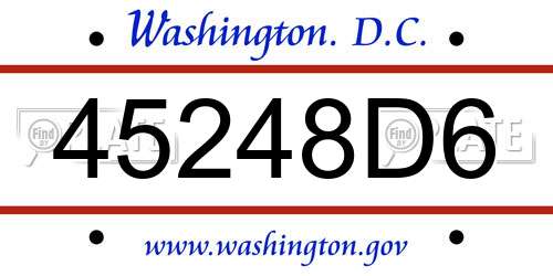 45248D6 District Of Columbia License Plate
