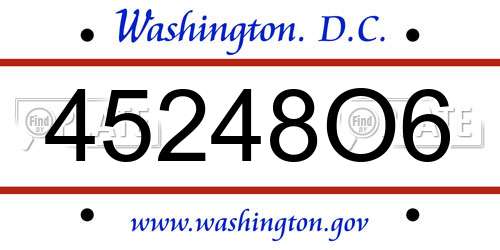 45248O6 District Of Columbia License Plate