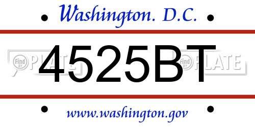 4525BT District Of Columbia License Plate