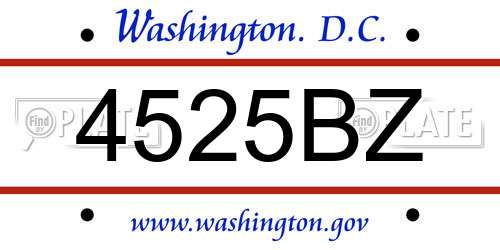 4525BZ District Of Columbia License Plate