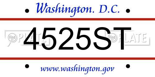 4525ST District Of Columbia License Plate