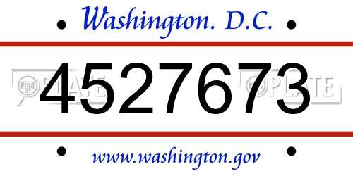 4527673 District Of Columbia License Plate