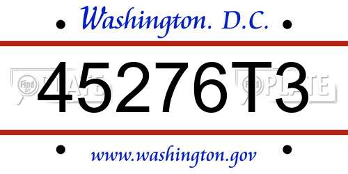 45276T3 District Of Columbia License Plate