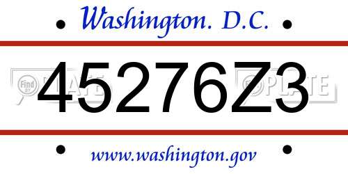 45276Z3 District Of Columbia License Plate