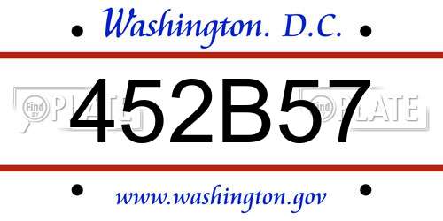 452B57 District Of Columbia License Plate