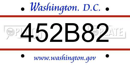 452B82 District Of Columbia License Plate