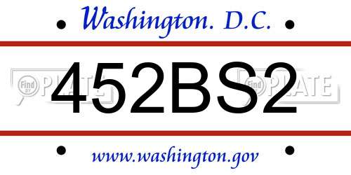 452BS2 District Of Columbia License Plate