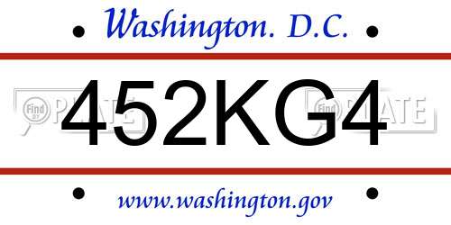 452KG4 District Of Columbia License Plate