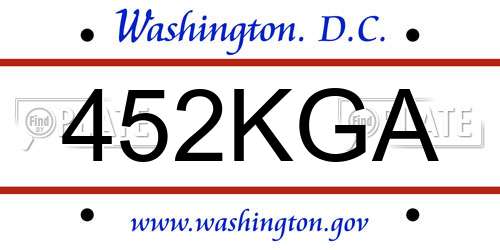 452KGA District Of Columbia License Plate