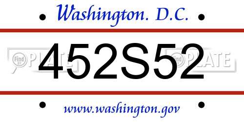 452S52 District Of Columbia License Plate