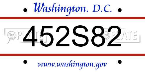 452S82 District Of Columbia License Plate