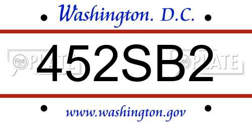 452SB2 District Of Columbia License Plate