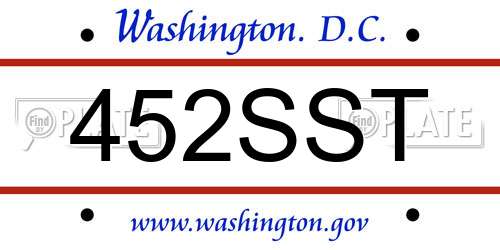 452SST District Of Columbia License Plate