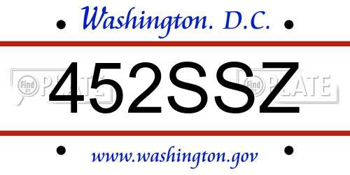 452SSZ District Of Columbia License Plate