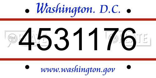4531176 District Of Columbia License Plate