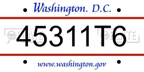 45311T6 District Of Columbia License Plate