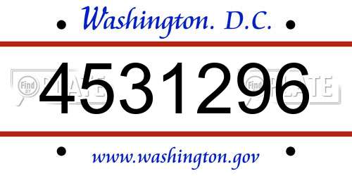 4531296 District Of Columbia License Plate