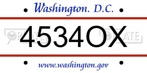 4534OX District Of Columbia License Plate