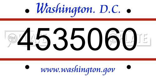 4535060 District Of Columbia License Plate