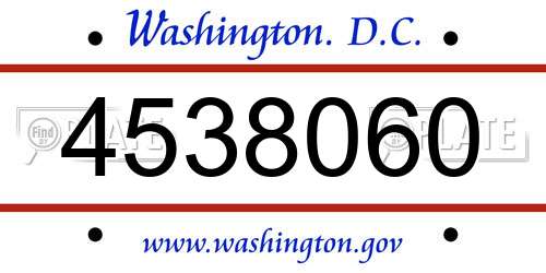 4538060 District Of Columbia License Plate