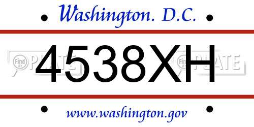 4538XH District Of Columbia License Plate