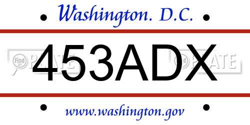 453ADX District Of Columbia License Plate