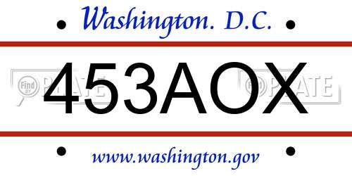 453AOX District Of Columbia License Plate