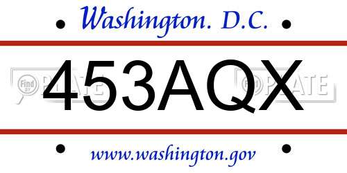 453AQX District Of Columbia License Plate