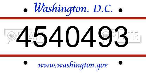 4540493 District Of Columbia License Plate