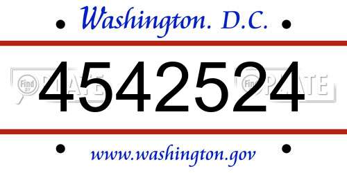 4542524 District Of Columbia License Plate