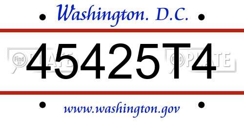 45425T4 District Of Columbia License Plate