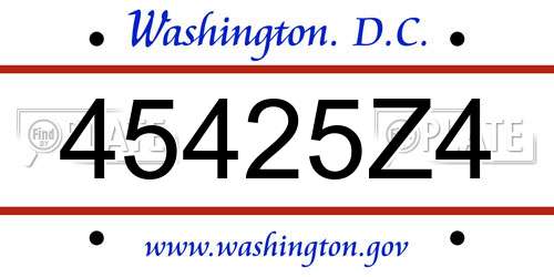 45425Z4 District Of Columbia License Plate