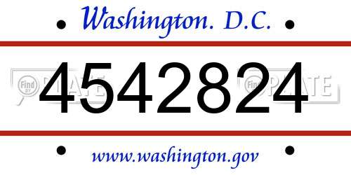 4542824 District Of Columbia License Plate