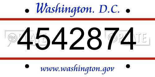 4542874 District Of Columbia License Plate