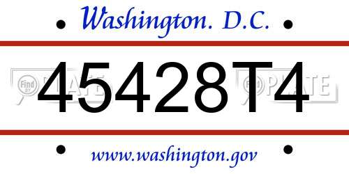 45428T4 District Of Columbia License Plate