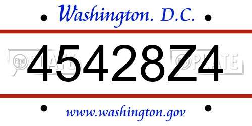 45428Z4 District Of Columbia License Plate