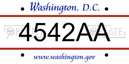 4542AA District Of Columbia License Plate